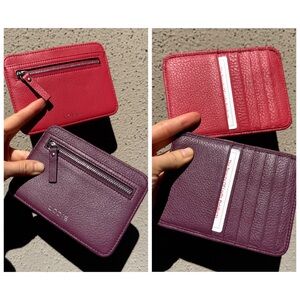 Lodis Slim Card Wallets in Red and Purple Leather